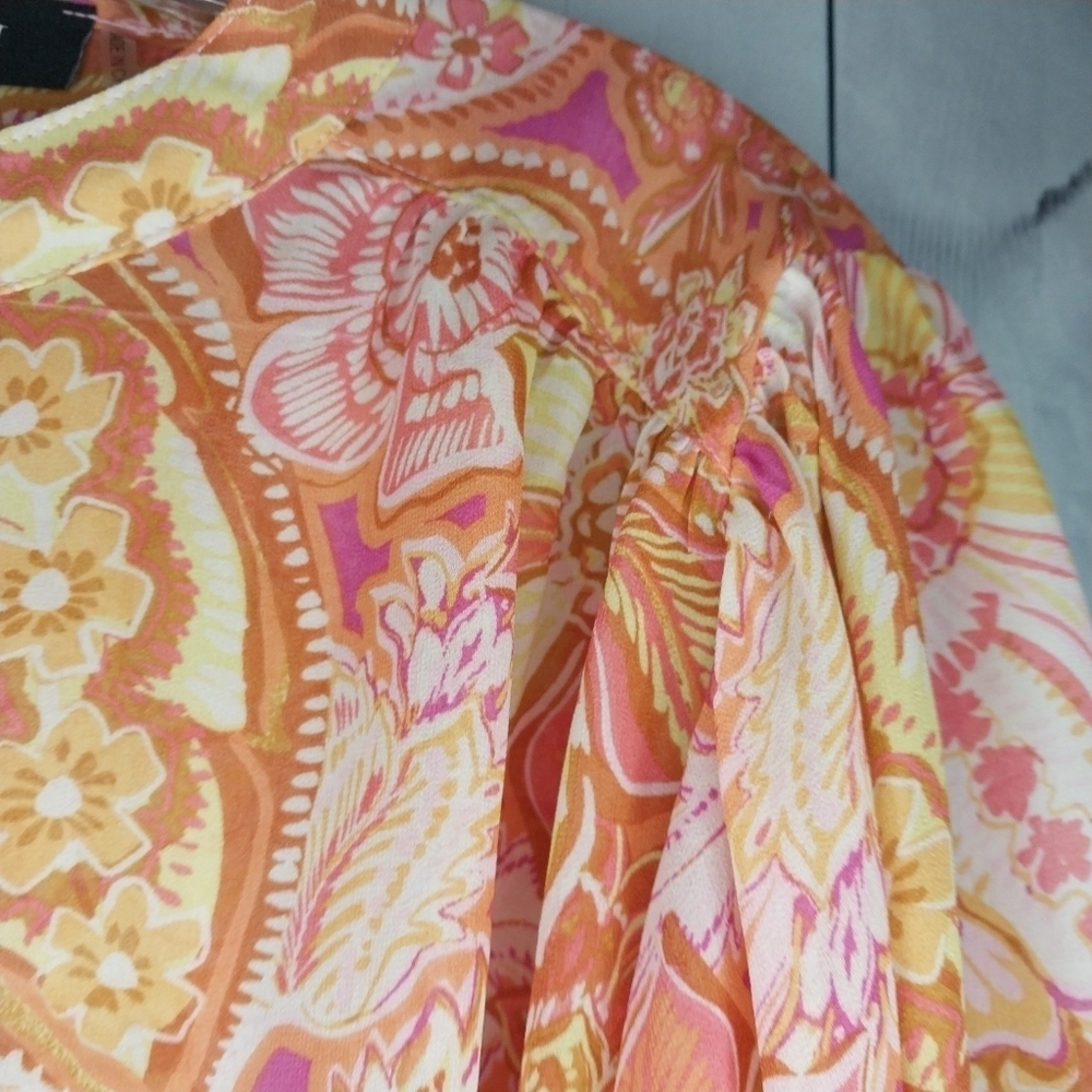 Vici Collection Maggie Floral Chiffon Button Up Hippie Retro 70’s Shirt - Picture 3 of 10